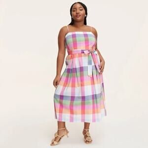 Kate Spade X Target Women's Plaid Tie Waist Midi Dress Multi Color Size Medium